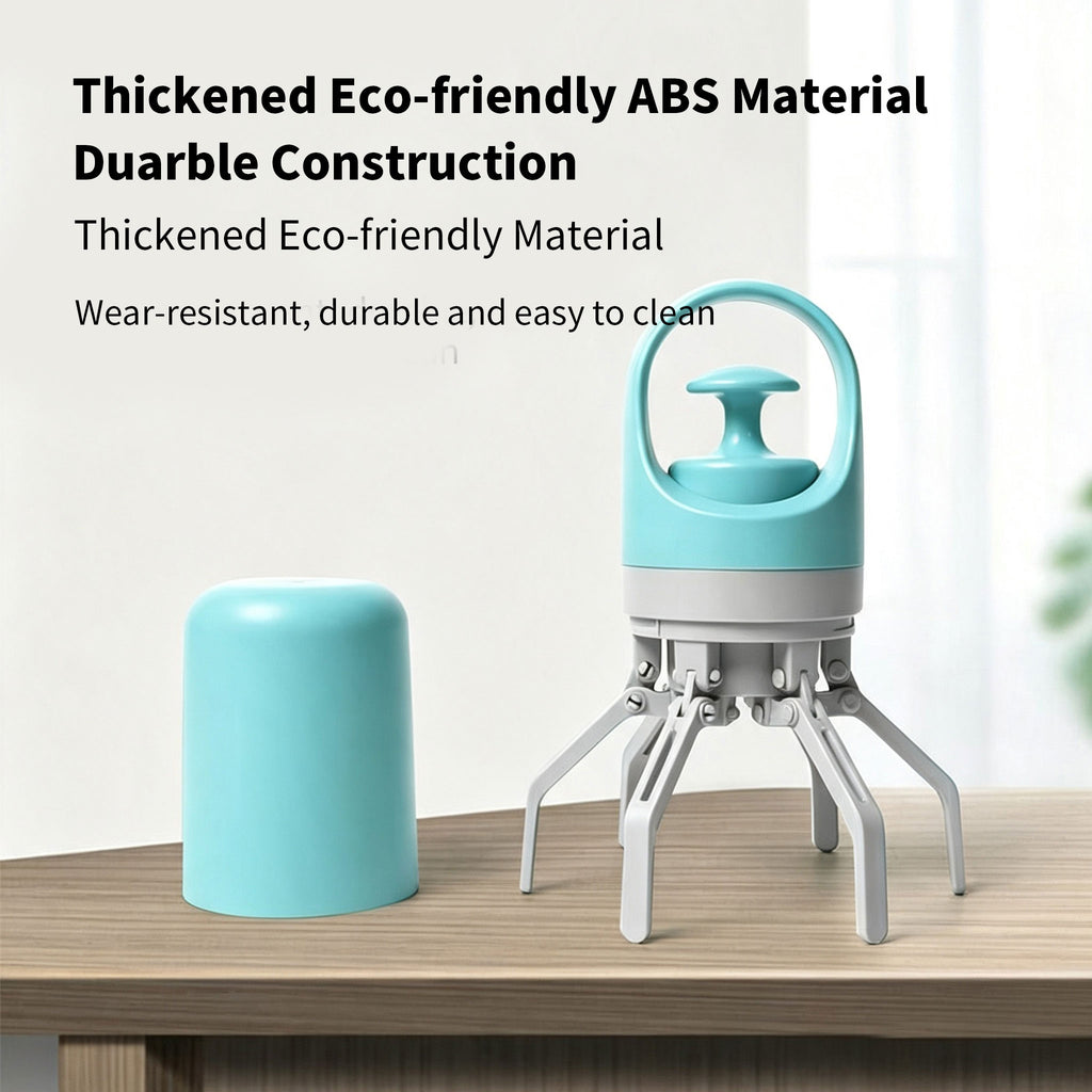 Foldable 6-Claw Pet Pooper Scooper, Cup-Shape Portable Waste Grabber with Built-in Waste Bag Dispenser, Zero-Contact Dog & Cat Poop Picker for Outdoor Walking