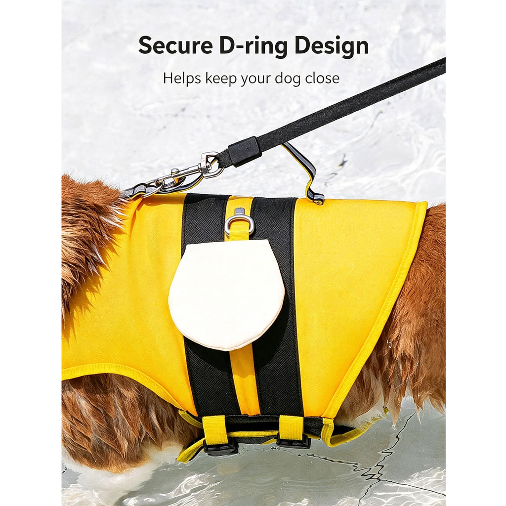 Cute Cartoon Dog Life Jacket | Bee, Duck & Crocodile Pet Swim Vest with Head Support, Reflective Rescue Handle & Leash D-Ring