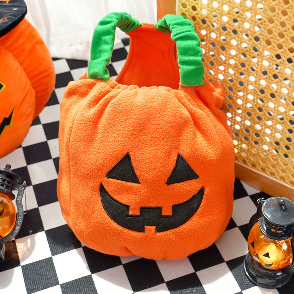 Halloween Pumpkin Dog & Cat Costume Set – Soft Plush Vest + Hat