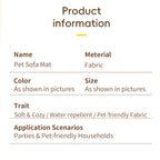Pet Sofa Mat, Soft Plush Pet Couch Cover Mat, Non‑Slip Base Pet Cushion for Cats & Dogs for Home Furniture Protection