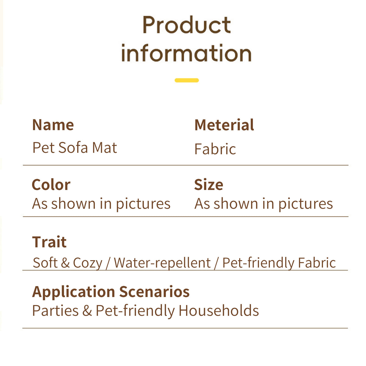 Pet Sofa Mat, Soft Plush Pet Couch Cover Mat, Non‑Slip Base Pet Cushion for Cats & Dogs for Home Furniture Protection