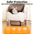 Automatic Self-Cleaning Cat Litter Box — Open Top, APP Control, Odor Control for Large Cats