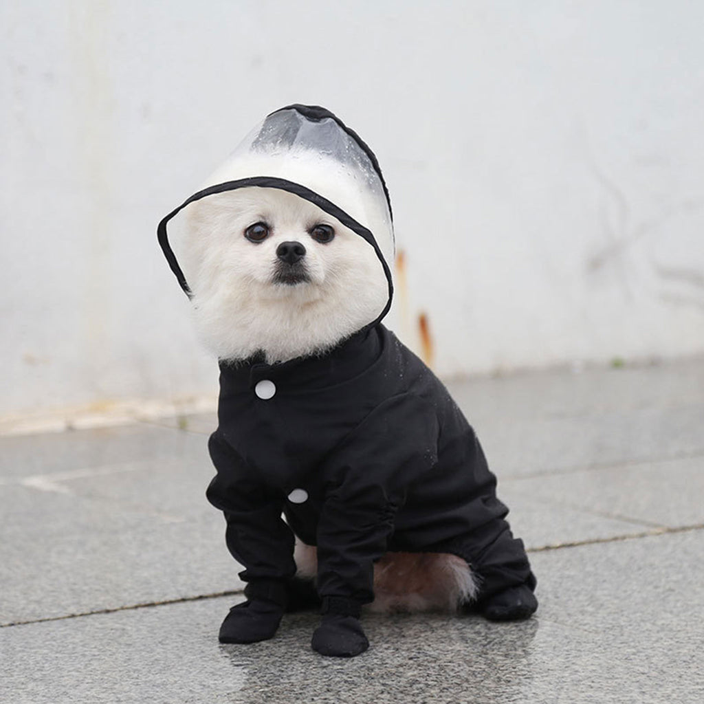 Full Coverage Dog Raincoat with Built-in Rain Boots, 360° Clear Visor, Detachable Tail Cover, Easy Snap Button Closure for Small Medium Dogs