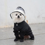 Full Coverage Dog Raincoat with Built-in Rain Boots, 360° Clear Visor, Detachable Tail Cover, Easy Snap Button Closure for Small Medium Dogs