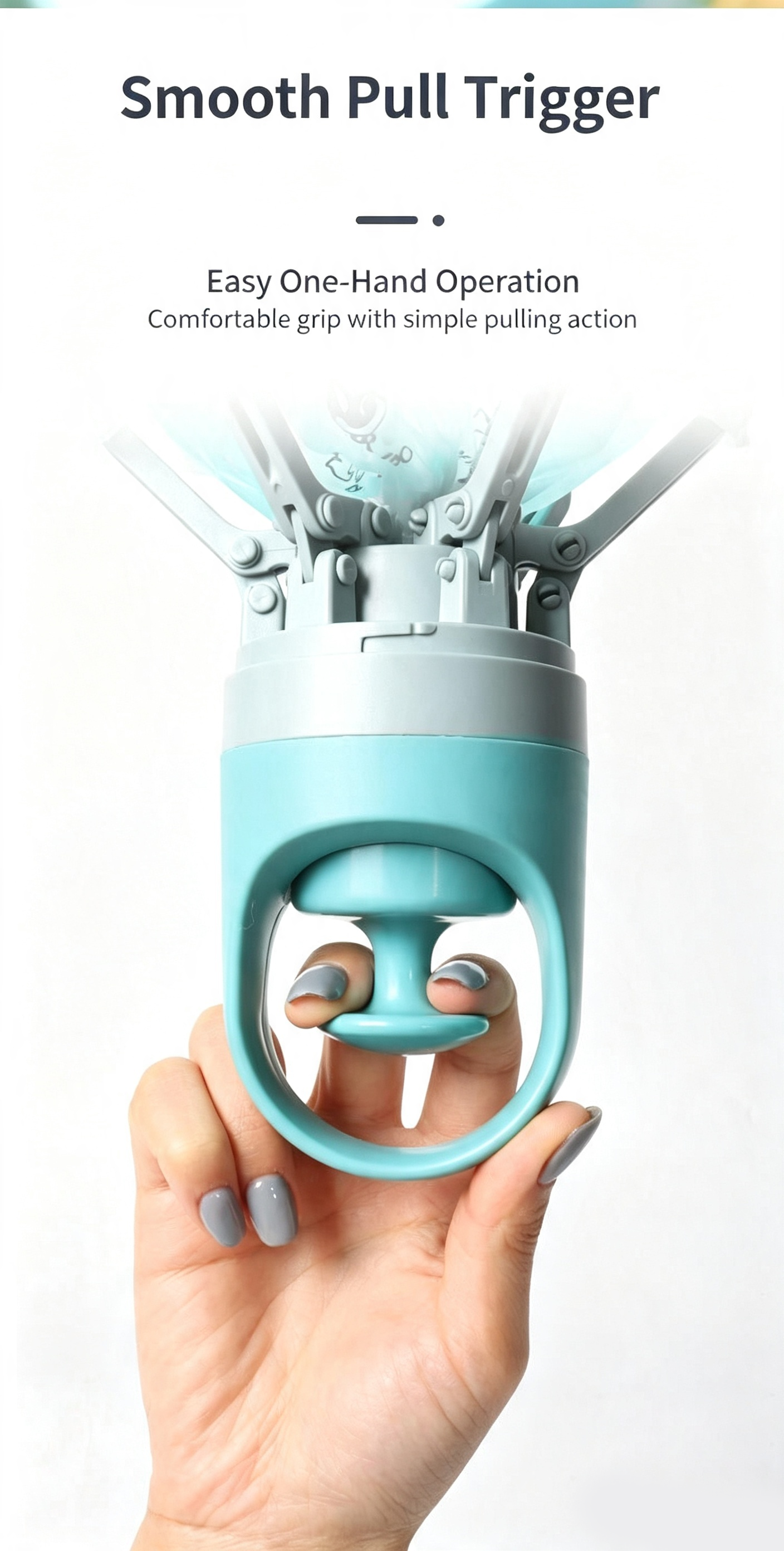 Foldable 6-Claw Pet Pooper Scooper, Cup-Shape Portable Waste Grabber with Built-in Waste Bag Dispenser, Zero-Contact Dog & Cat Poop Picker for Outdoor Walking