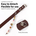 Stylish Pearl‑Decor Microfiber PU Leather Pet Collar, Adjustable Comfort Collar for Small Medium Large Dogs & Cats