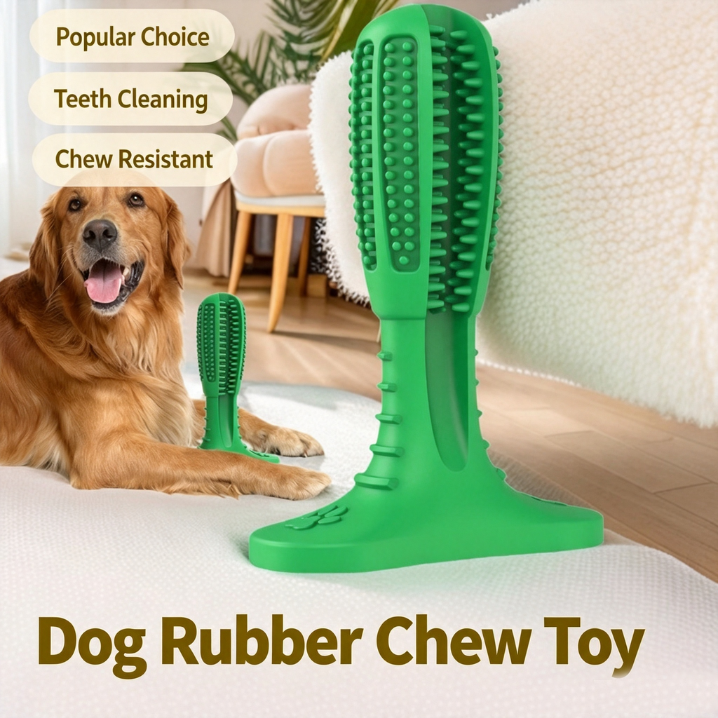Durable Rubber Dog Chew Stick, Safe Teething Toy, Teeth Cleaning Interactive Play Toy for Medium Large Dogs