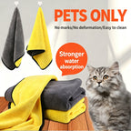 4 Pack Multi-Size Microfiber Pet Bath Towels, Thick Quick Dry Absorbent Towels for Dogs & Cats
