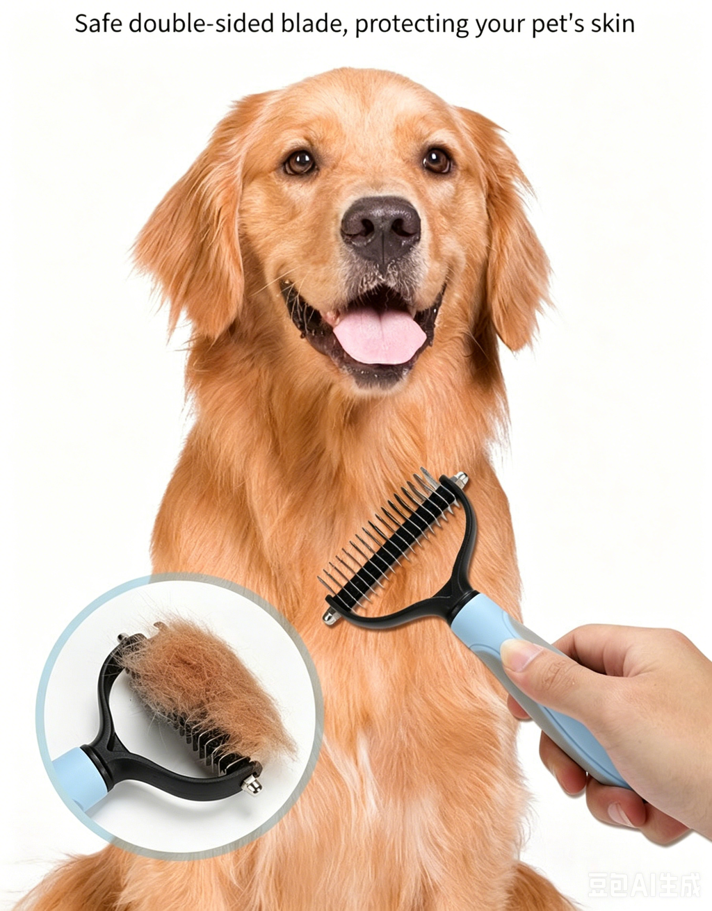 Double‑Sided Pet Dematting Comb for Dogs & Cats, Detangler Tool for Matted Tangled Fur, Summer Grooming & Thinning Brush