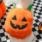 Halloween Pumpkin Dog & Cat Costume Set – Soft Plush Vest + Hat