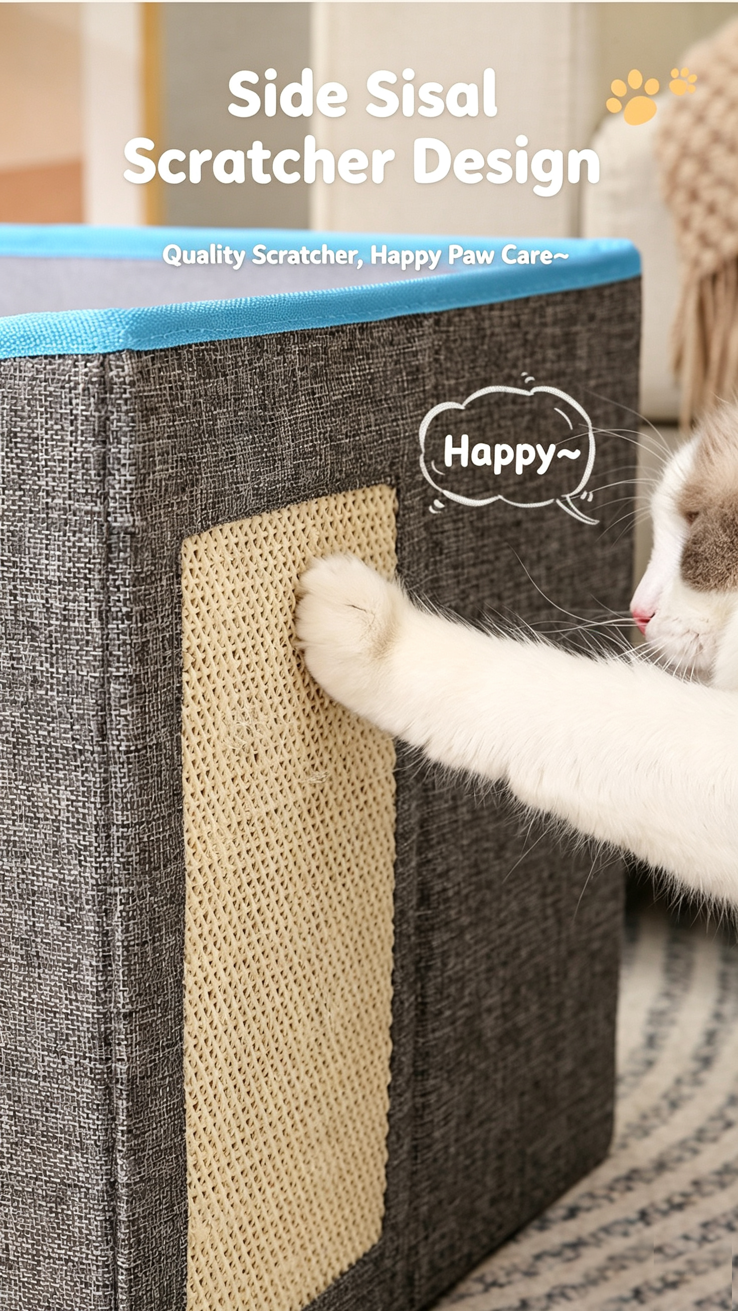 2‑Tier Foldable Cat House with Sisal Scratcher, Washable 2‑Story Cat Cube Bed, All‑Season Breathable Cat Condo