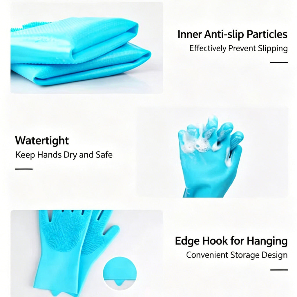 Thickened Silicone Pet Grooming Gloves, Up to 3000 Soft Massage Bristles, Dog Cat Bathing Brush Glove, Splash‑Resistant Deshedding Glove for Long & Short Haired Pets