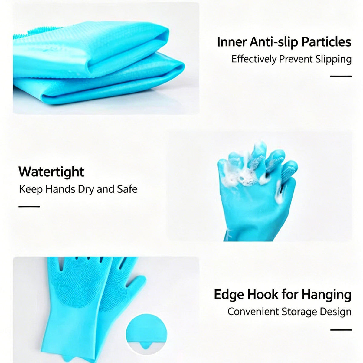 Thickened Silicone Pet Grooming Gloves, Up to 3000 Soft Massage Bristles, Dog Cat Bathing Brush Glove, Splash‑Resistant Deshedding Glove for Long & Short Haired Pets