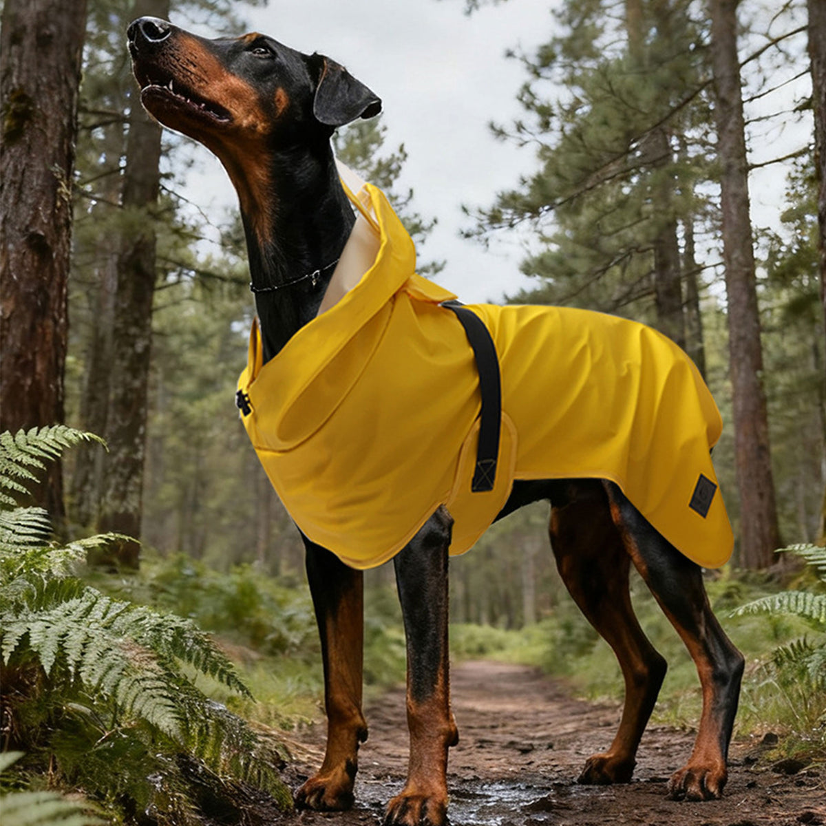 Waterproof Dog Raincoat with Leash Hole, Nano Waterproof Layer, Available in Yellow & Army Green, Sizes M-4XL