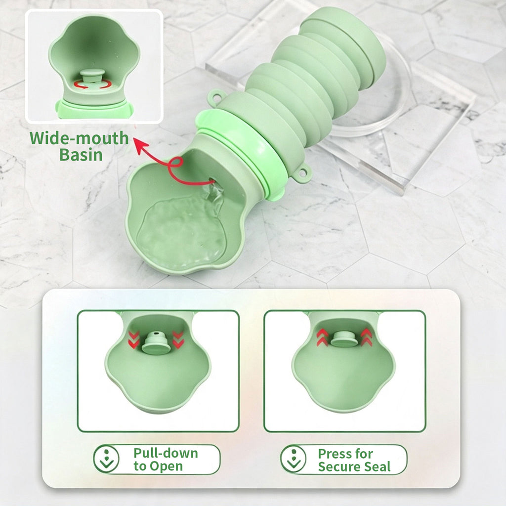 Collapsible Silicone Pet Travel Water Bottle | Portable Dog Water Dispenser for Walking Hiking Outdoor Trips