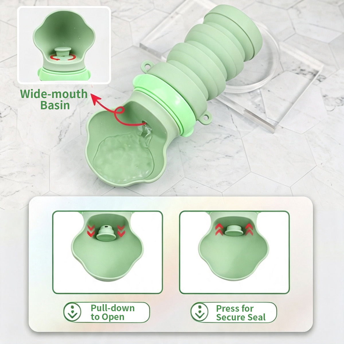 Collapsible Silicone Pet Travel Water Bottle | Portable Dog Water Dispenser for Walking Hiking Outdoor Trips