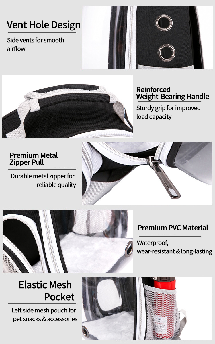 Cat Space Backpack Carrier, Semi‑Shaded Privacy Clear Pet Travel Backpack, Breathable Carrier for Small Cats & Puppies Under 6kg