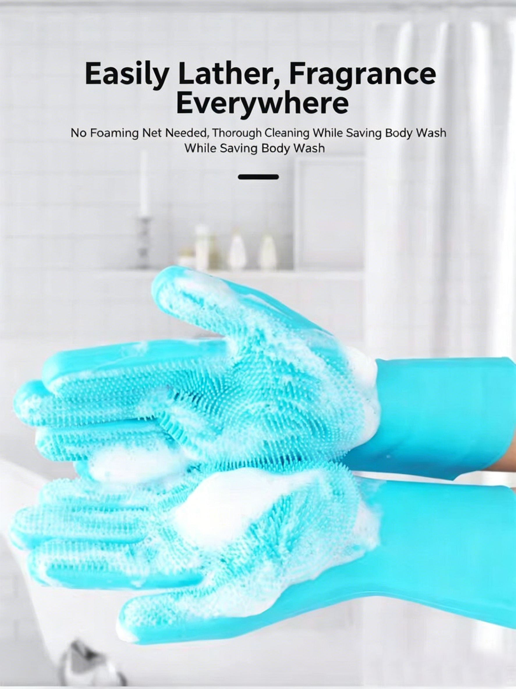 Thickened Silicone Pet Grooming Gloves, Up to 3000 Soft Massage Bristles, Dog Cat Bathing Brush Glove, Splash‑Resistant Deshedding Glove for Long & Short Haired Pets