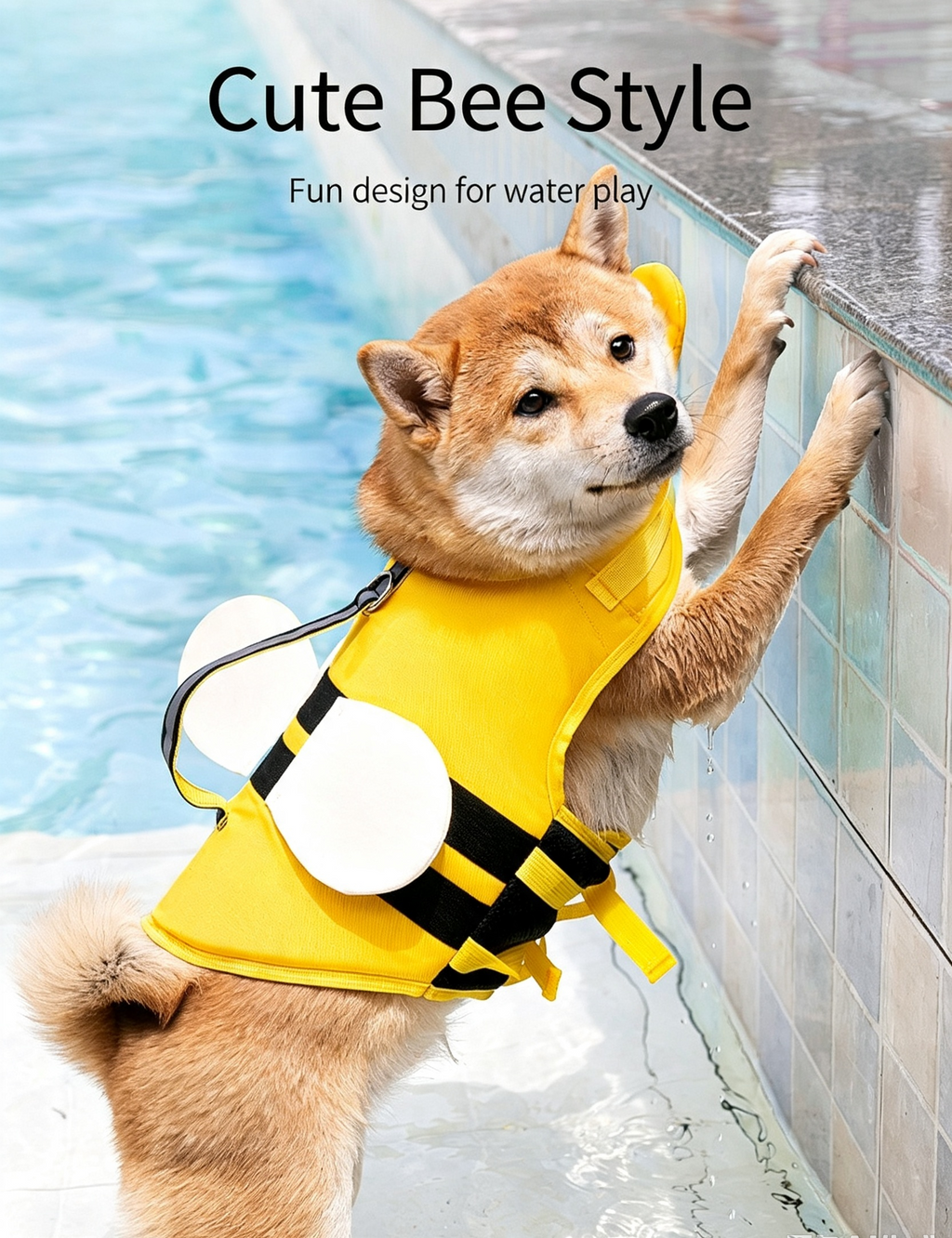 Cute Cartoon Dog Life Jacket | Bee, Duck & Crocodile Pet Swim Vest with Head Support, Reflective Rescue Handle & Leash D-Ring