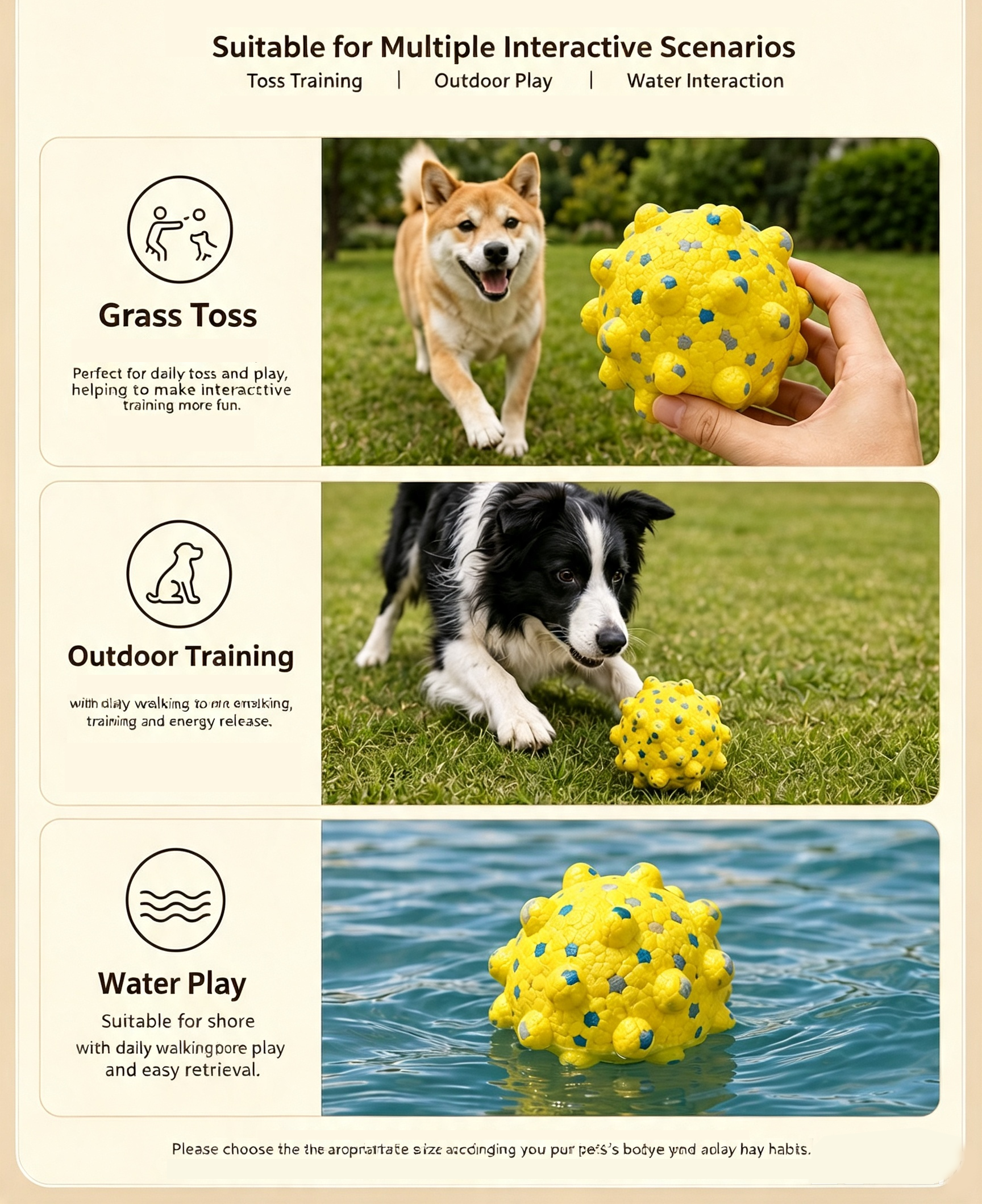 ETPU Popcorn Spiky Dog Chew Ball, Floating Teeth‑Cleaning Toy for All Breeds