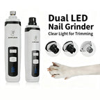 Rechargeable Electric Pet Nail Grinder, Low‑Vibration Quiet Nail Trimmer with Dual LED Lights, 2‑Speed for Dogs & Cats, Comes with 2 Extra Grinding Heads