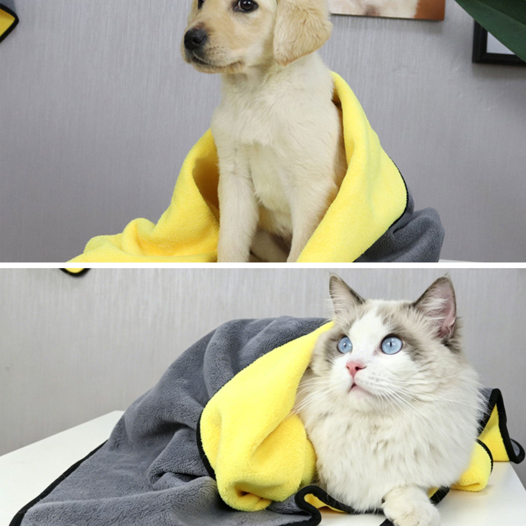 4 Pack Multi-Size Microfiber Pet Bath Towels, Thick Quick Dry Absorbent Towels for Dogs & Cats