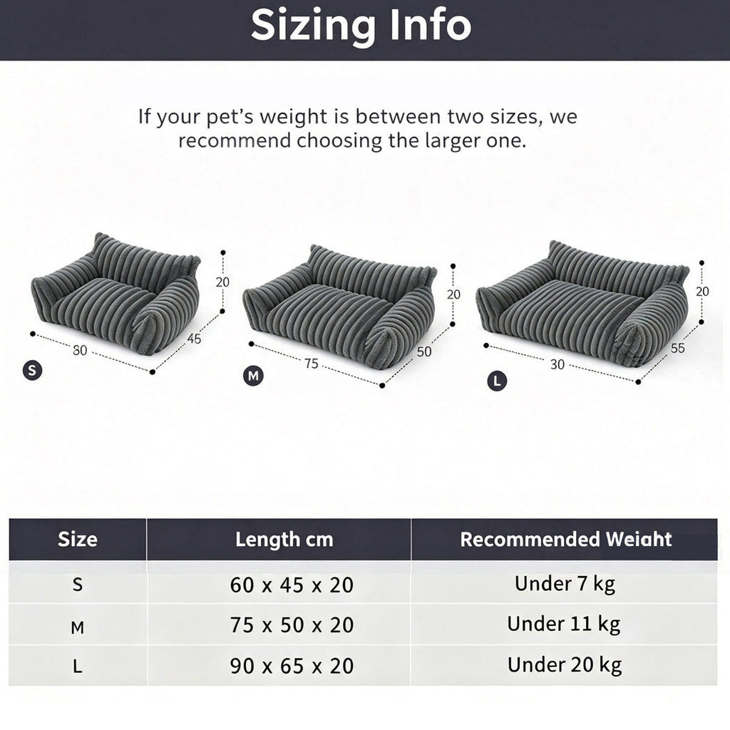 Luxury Removable Washable Mini Pet Sofa Couch, 3 Sizes Soft PP Cotton Sponge Dog Cat Bed