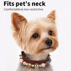 Stylish Pearl‑Decor Microfiber PU Leather Pet Collar, Adjustable Comfort Collar for Small Medium Large Dogs & Cats