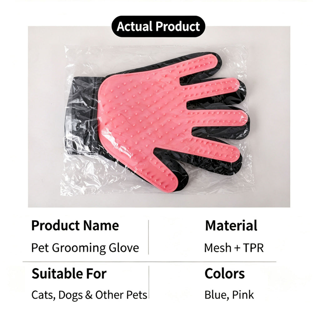Pet Grooming Glove — Gentle Deshedding & Massage Brush for Dogs & Cats