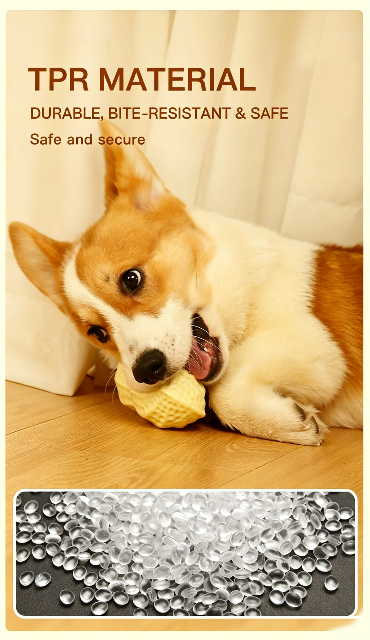 Squeaky Peanut Dog Chew Toy, Non‑Toxic Food‑Safe TPR Milk‑Scented Teething Toy, Interactive Dental Care Toy for Puppy Small Medium Large Dogs