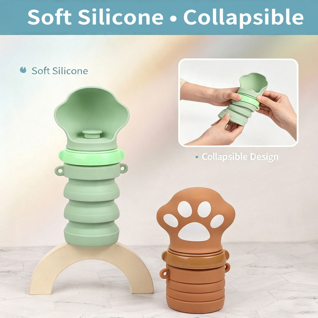 Collapsible Silicone Pet Travel Water Bottle | Portable Dog Water Dispenser for Walking Hiking Outdoor Trips