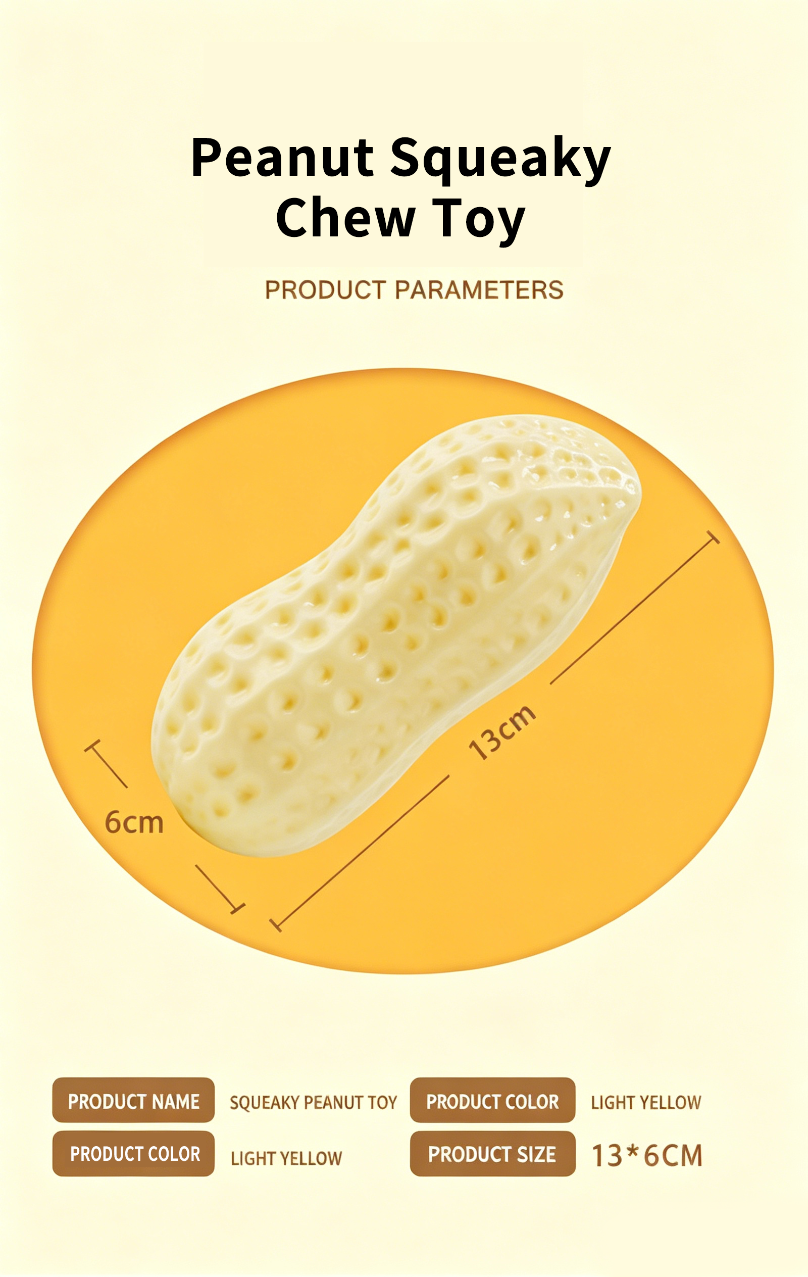 Squeaky Peanut Dog Chew Toy, Non‑Toxic Food‑Safe TPR Milk‑Scented Teething Toy, Interactive Dental Care Toy for Puppy Small Medium Large Dogs