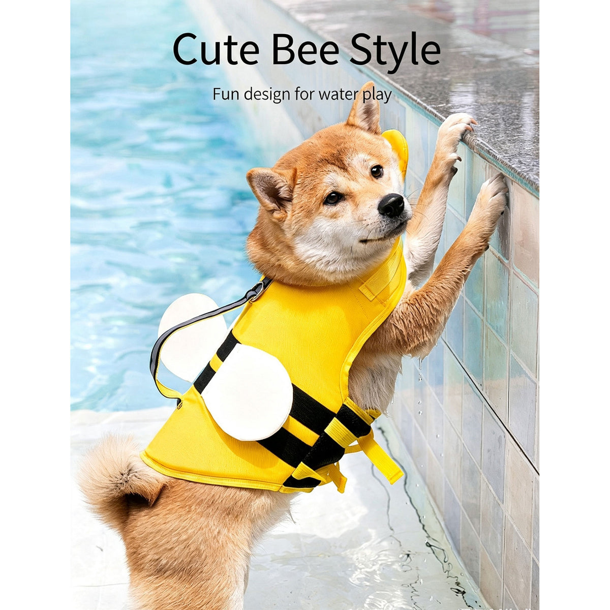 Cute Cartoon Dog Life Jacket | Bee, Duck & Crocodile Pet Swim Vest with Head Support, Reflective Rescue Handle & Leash D-Ring