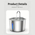 2L Pet Water Fountain, 304 Stainless Steel Automatic Water Dispenser for Cats & Dogs, Quiet Circulating Water Fountain with Bonus Filter Replacements 