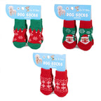 Christmas Anti-Slip Dog Socks, 3 Sets (12 Pcs Total), 15 Holiday Patterns For Puppy Medium Large Dogs
