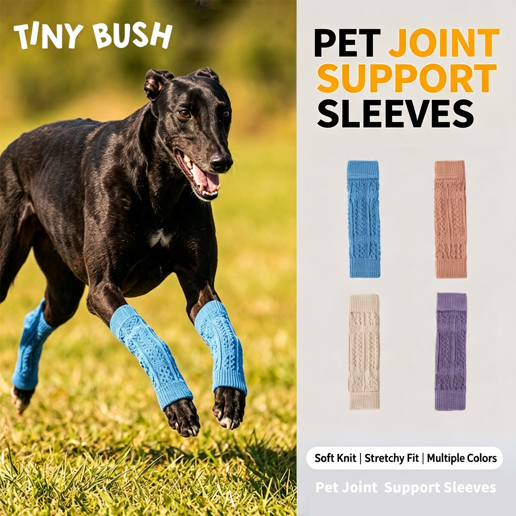 Knitted Dog Knee Leg Sleeves, Breathable Warm Anti-Slip Paw Protectors 4PCS S-XL