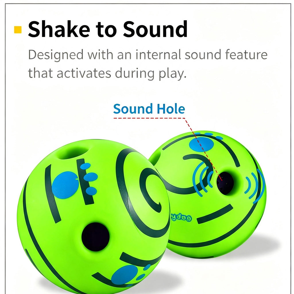Interactive Dog Toy Ball, Shake & Chew Sound Making Toy for Indoor Outdoor Play, Enrichment Play Toy for Small Medium Large Dogs