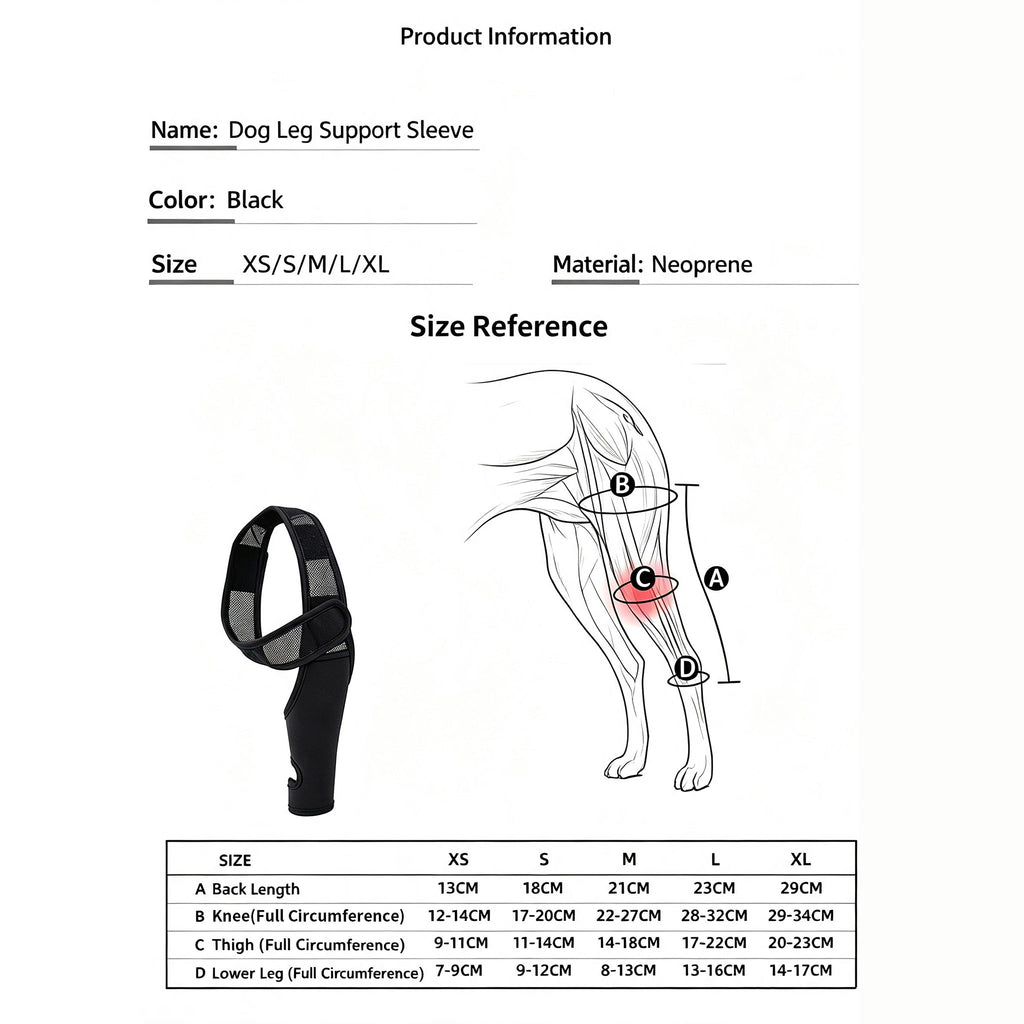 Adjustable Dog Leg Joint Knee Brace, Neoprene Canine Leg Support Sleeve for Injury Recovery, Post Surgery Protection & Arthritis Relief, Fits All Four Legs