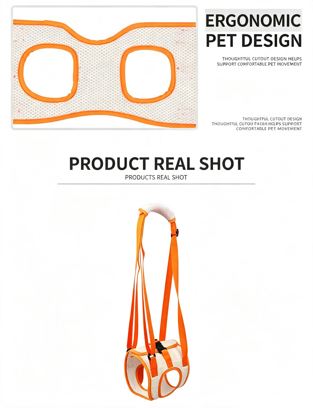 Dog Rear Leg Support Harness | Adjustable Lift Sling for Senior Injured Dogs Orange S-XL