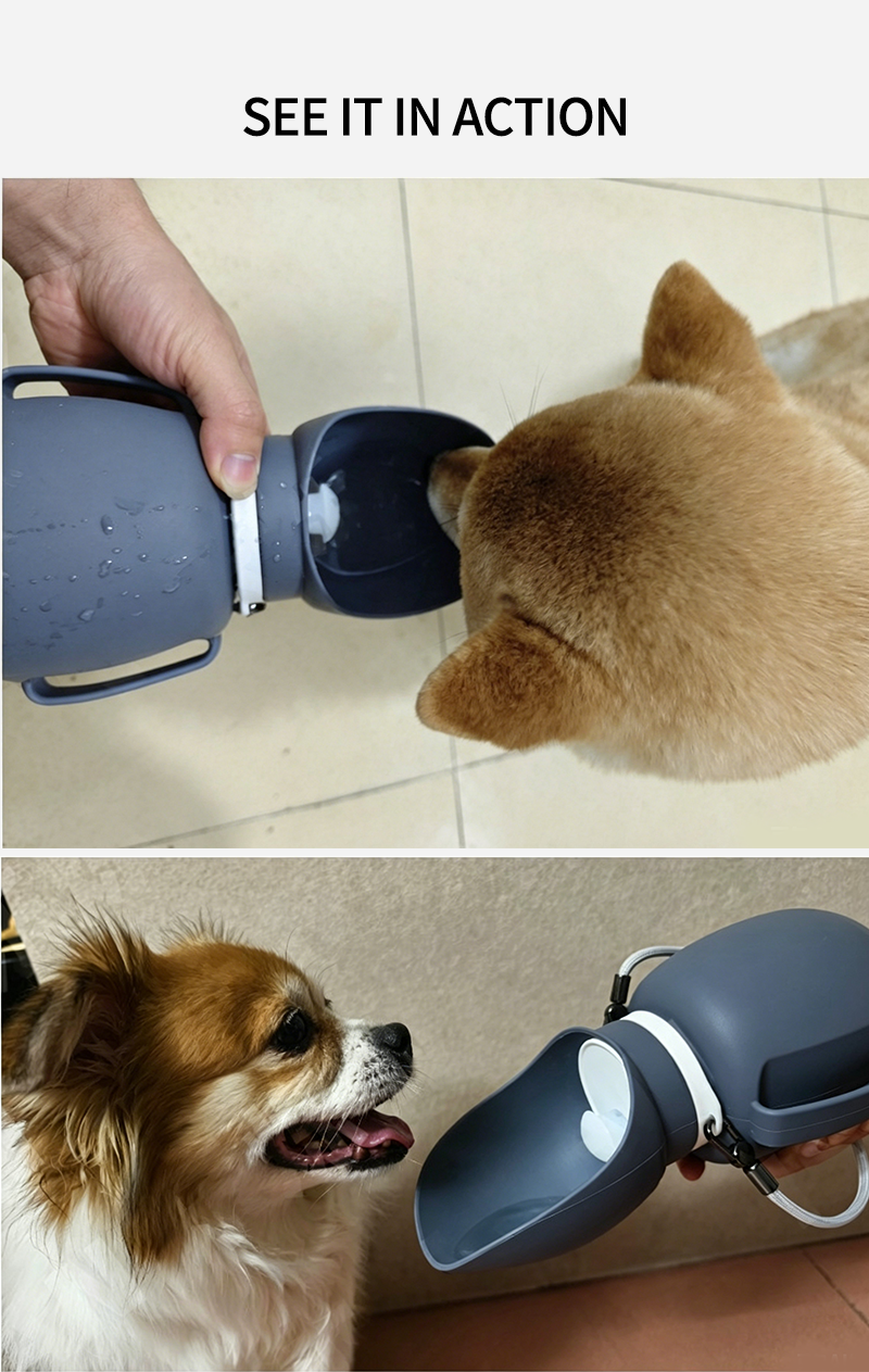 800ml Foldable Silicone Pet Water Bottle, Portable Leak‑Resistant Dog Water Dispenser with Detachable Strap for Outdoor Walking Hiking