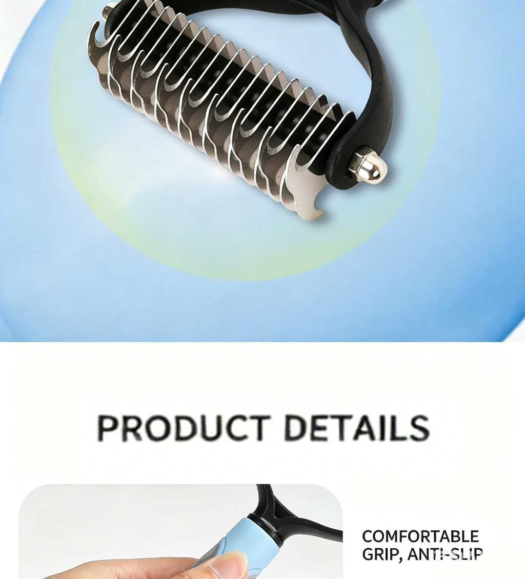 Double‑Sided Pet Dematting Comb for Dogs & Cats, Detangler Tool for Matted Tangled Fur, Summer Grooming & Thinning Brush