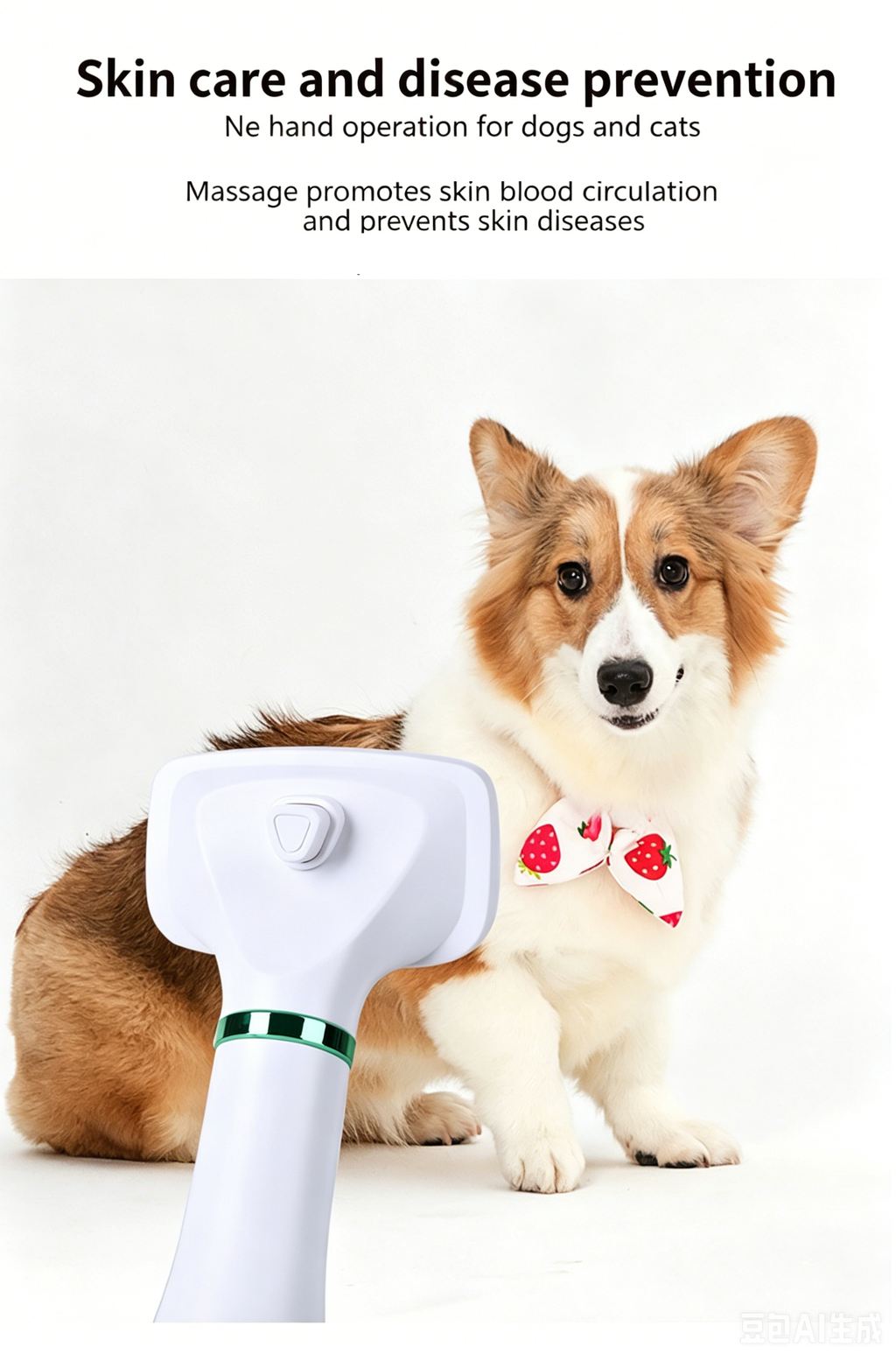 2‑in‑1 Pet Hair Dryer Brush, 300W Low‑Noise Hot Air Grooming Comb, 3 Speed Adjustable, Detangling & Drying Brush for Dogs & Cats, 110‑230V Multi‑Plug