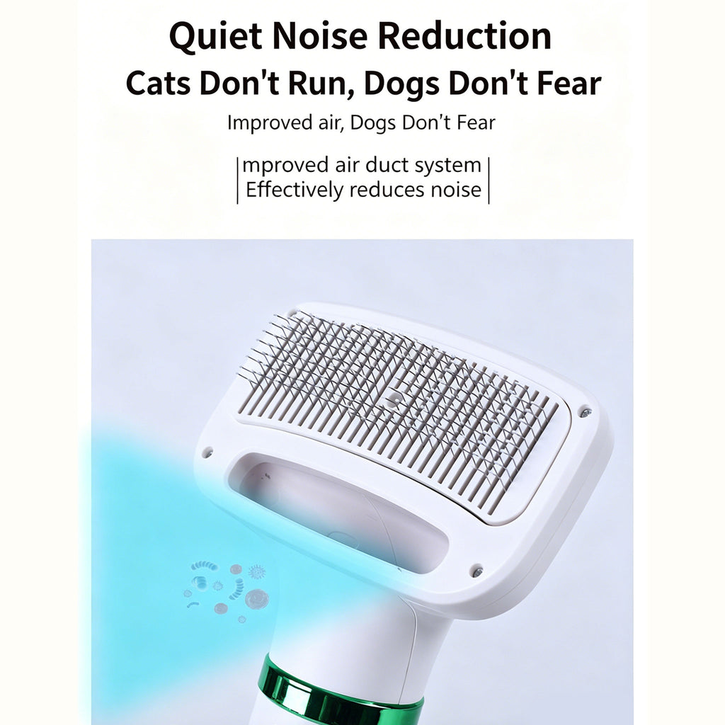 2‑in‑1 Pet Hair Dryer Brush, 300W Low‑Noise Hot Air Grooming Comb, 3 Speed Adjustable, Detangling & Drying Brush for Dogs & Cats, 110‑230V Multi‑Plug