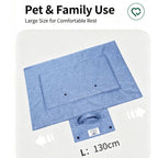Portable Foldable Outdoor Pet Travel Mat, Reversible Scratch & Wear‑Resistant Water‑Repellent Sleeping Pad for Dogs & Cats, With Carry Handle, Denim Blue & Dark Grey, S/M/L Sizes