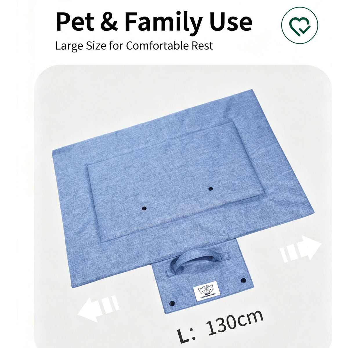 Portable Foldable Outdoor Pet Travel Mat, Reversible Scratch & Wear‑Resistant Water‑Repellent Sleeping Pad for Dogs & Cats, With Carry Handle, Denim Blue & Dark Grey, S/M/L Sizes