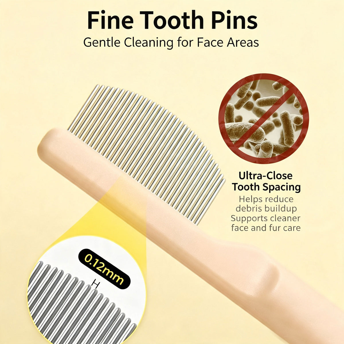 Pet Fine Tooth Face Comb, Gentle Grooming Comb for Cats & Small Dogs, for Tear Marks, Chin & Paw Area Grooming