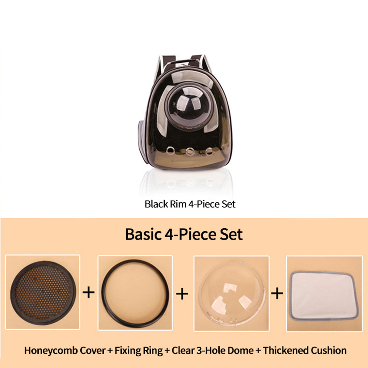 Cat Space Backpack Carrier, Semi‑Shaded Privacy Clear Pet Travel Backpack, Breathable Carrier for Small Cats & Puppies Under 6kg