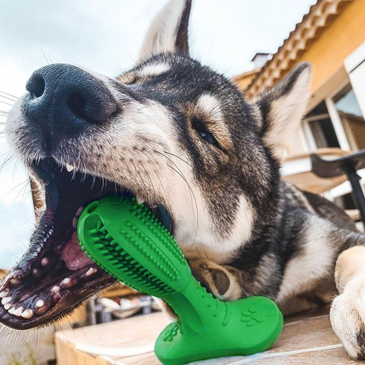 Durable Rubber Dog Chew Stick, Safe Teething Toy, Teeth Cleaning Interactive Play Toy for Medium Large Dogs