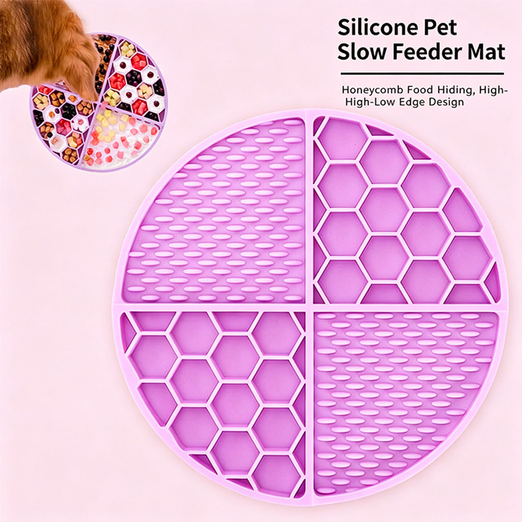 Silicone Slow Feeder Mat for Dogs & Cats, 61 Suction Cups Anti‑Slip Puzzle Feeding Mat, Dual‑Height Ridge Design for Wet & Dry Food