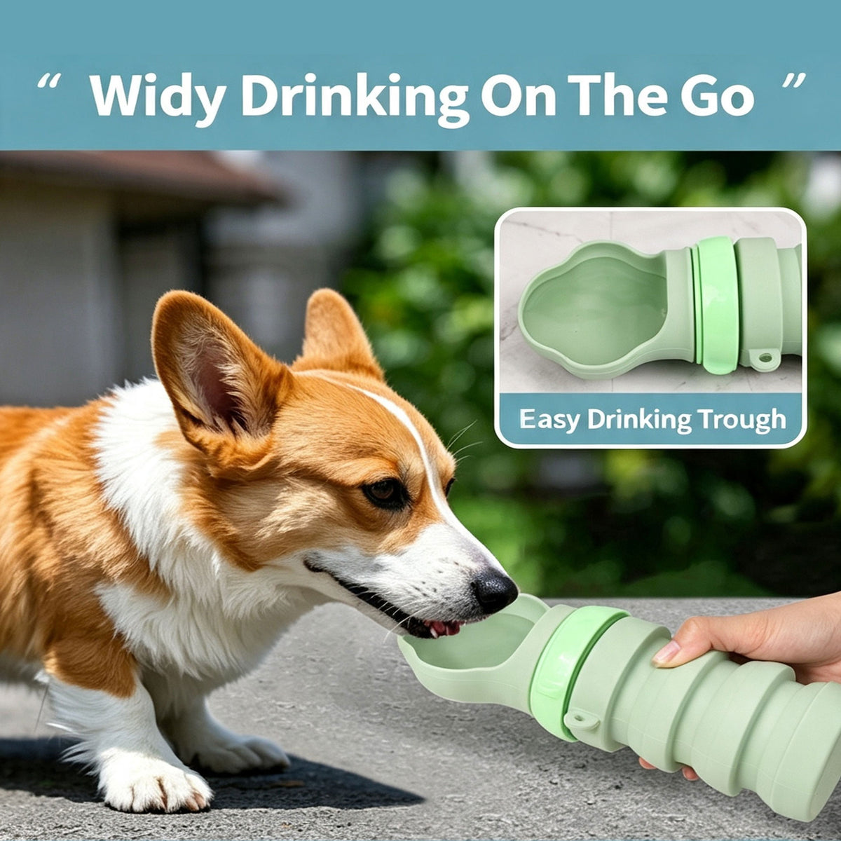Collapsible Silicone Pet Travel Water Bottle | Portable Dog Water Dispenser for Walking Hiking Outdoor Trips